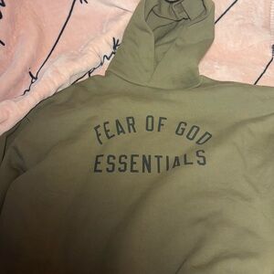 Fear of God Essentials Olive Hoodie Mens Size L